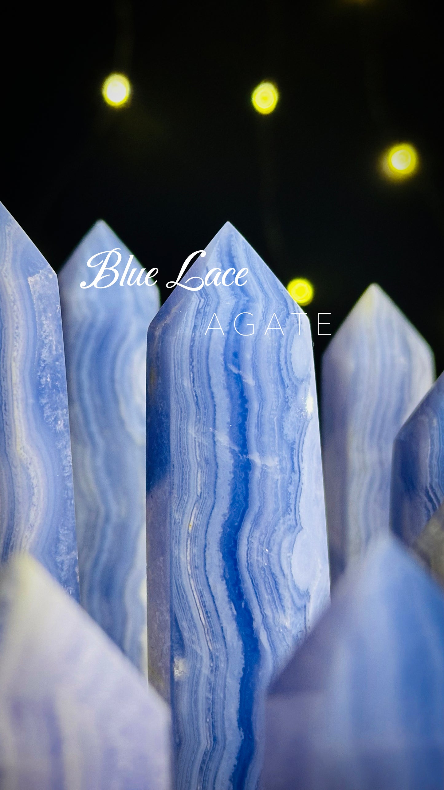 Blue lace agate stone tower