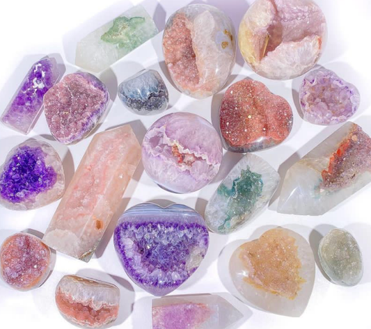 Druzy amethyst heart and sphere