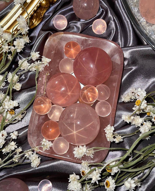 High quality star rose quartz sphere