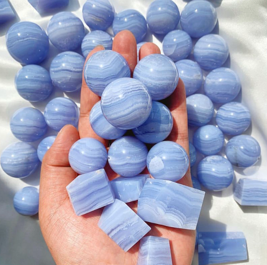 Blue lace agate sphere